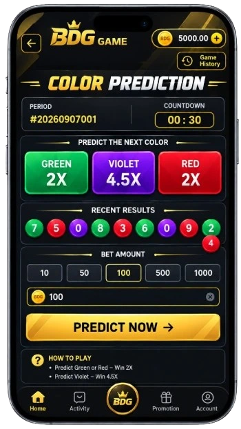 Color game interface example